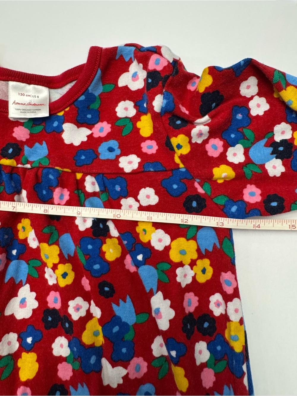 Hanna Andersson Girls 8 Red Floral Organic Cotton Long Sleeve Dress - Picture 9 of 11